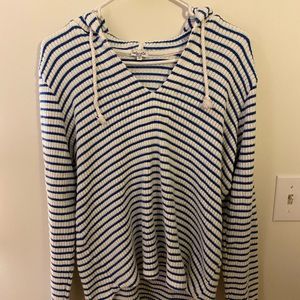 Splendid Hooded Blue and White Hooded Sweater